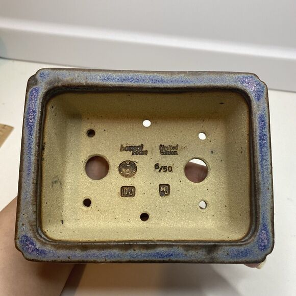 Bonsai Pot by WALSALL STUDIOS, England Crane pattern pale purple Glazed small sz - Picture 6 of 12